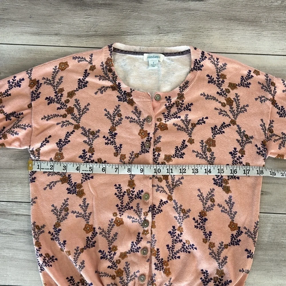Sundance pink floral button up cardigan sweater size small